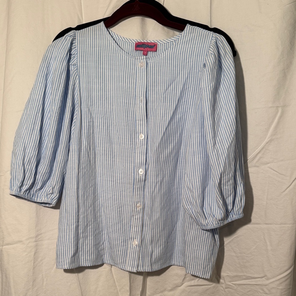 Edikted Light Blue Striped Blouse